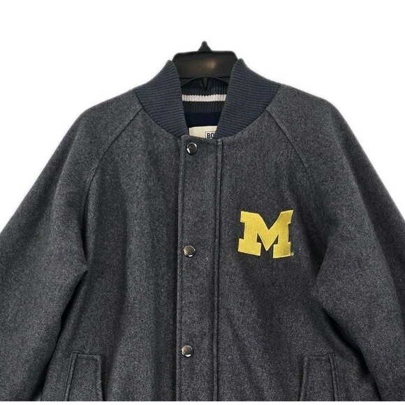 Michigan Wolverines Jacket Mens Medium Gray NCAA College Varsity Wool Letterman - Picture 4 of 16